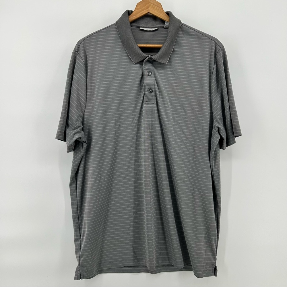 Perry Ellis Polo Shirt‎ Mens XL Gray Portfolio Golfing Casual Short Sleeve